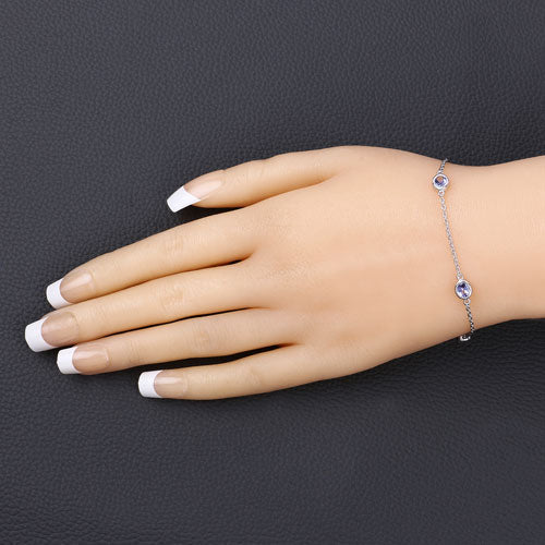 1.65 Carat Genuine Tanzanite .925 Sterling Silver Bracelet - Bracelets - Custom Crafting Alliance, LLC