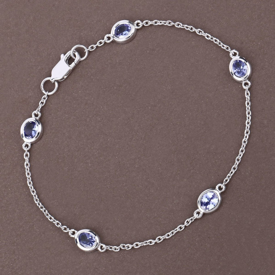1.65 Carat Genuine Tanzanite .925 Sterling Silver Bracelet - Bracelets - Custom Crafting Alliance, LLC