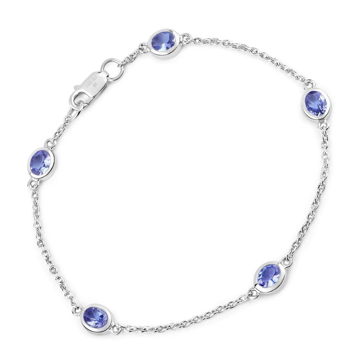 1.65 Carat Genuine Tanzanite .925 Sterling Silver Bracelet - Bracelets - Custom Crafting Alliance, LLC