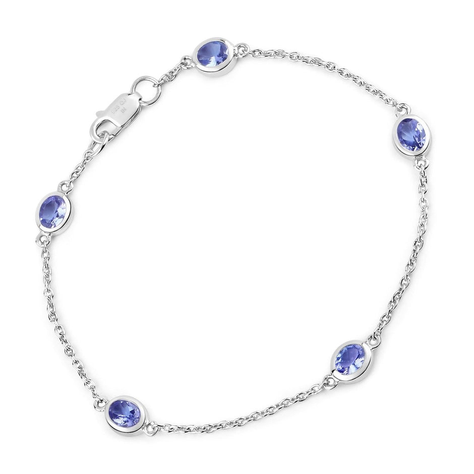 1.65 Carat Genuine Tanzanite .925 Sterling Silver Bracelet - Bracelets - Custom Crafting Alliance, LLC