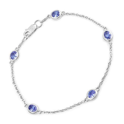 1.65 Carat Genuine Tanzanite .925 Sterling Silver Bracelet - Bracelets - Custom Crafting Alliance, LLC