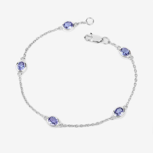 1.65 Carat Genuine Tanzanite .925 Sterling Silver Bracelet - Bracelets - Custom Crafting Alliance, LLC