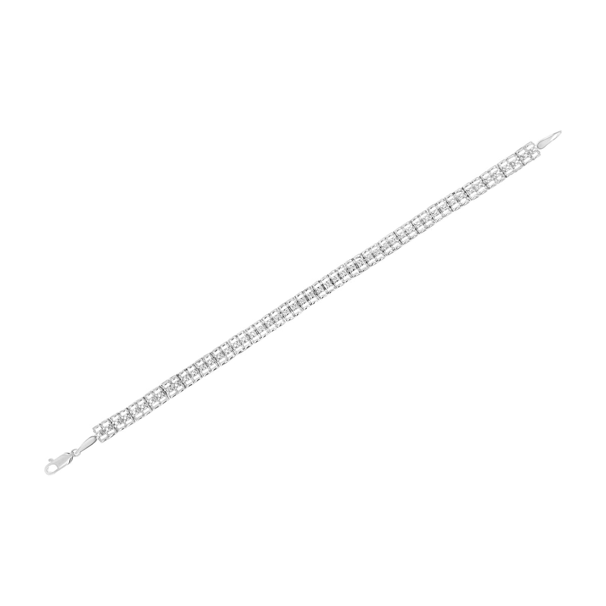 .925 Sterling Silver 1/10 Cttw Diamond Double-Link 7