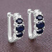 1.66 Carat Genuine Blue Sapphire and White Topaz .925 Sterling Silver Earrings - Earrings - Custom Crafting Alliance, LLC