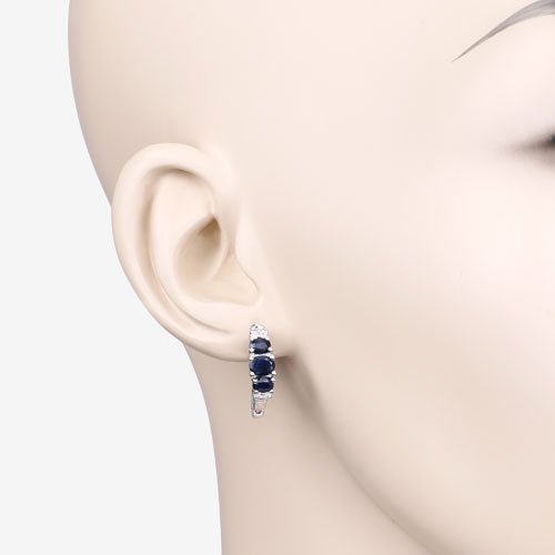 1.66 Carat Genuine Blue Sapphire and White Topaz .925 Sterling Silver Earrings - Earrings - Custom Crafting Alliance, LLC