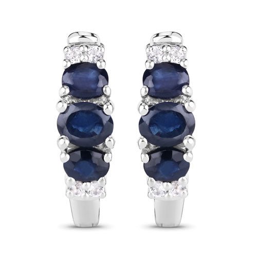 1.66 Carat Genuine Blue Sapphire and White Topaz .925 Sterling Silver Earrings - Earrings - Custom Crafting Alliance, LLC