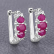 1.66 Carat Genuine Ruby and White Topaz .925 Sterling Silver Earrings - Earrings - Custom Crafting Alliance, LLC