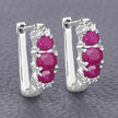 1.66 Carat Genuine Ruby and White Topaz .925 Sterling Silver Earrings - Earrings - Custom Crafting Alliance, LLC