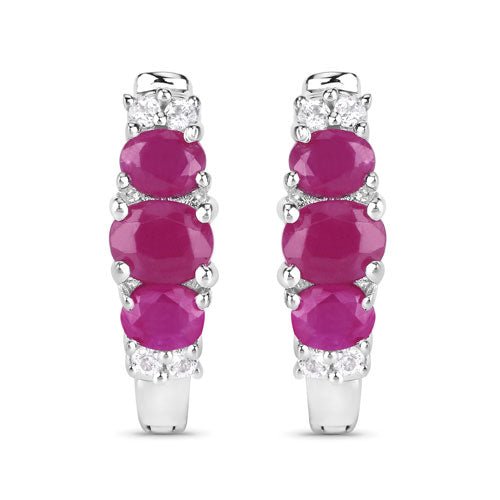1.66 Carat Genuine Ruby and White Topaz .925 Sterling Silver Earrings - Earrings - Custom Crafting Alliance, LLC