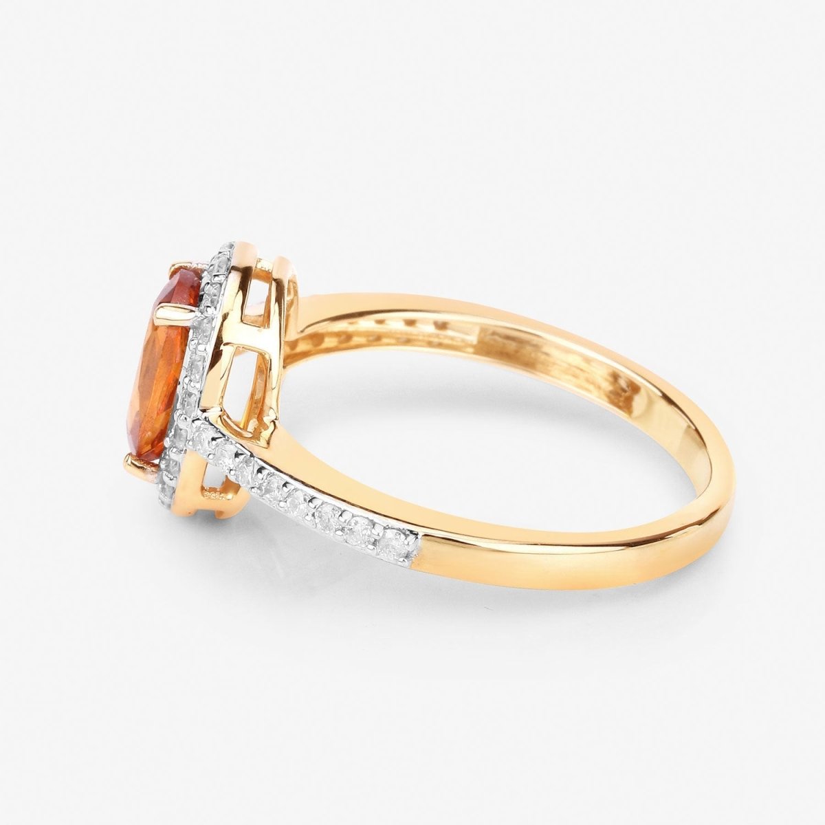 1.66 Carat Genuine Spessartite Garnet and White Diamond 14K Yellow Gold Ring - Rings - Custom Crafting Alliance, LLC