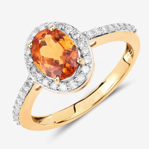 1.66 Carat Genuine Spessartite Garnet and White Diamond 14K Yellow Gold Ring - Rings - Custom Crafting Alliance, LLC