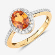 1.66 Carat Genuine Spessartite Garnet and White Diamond 14K Yellow Gold Ring - Rings - Custom Crafting Alliance, LLC