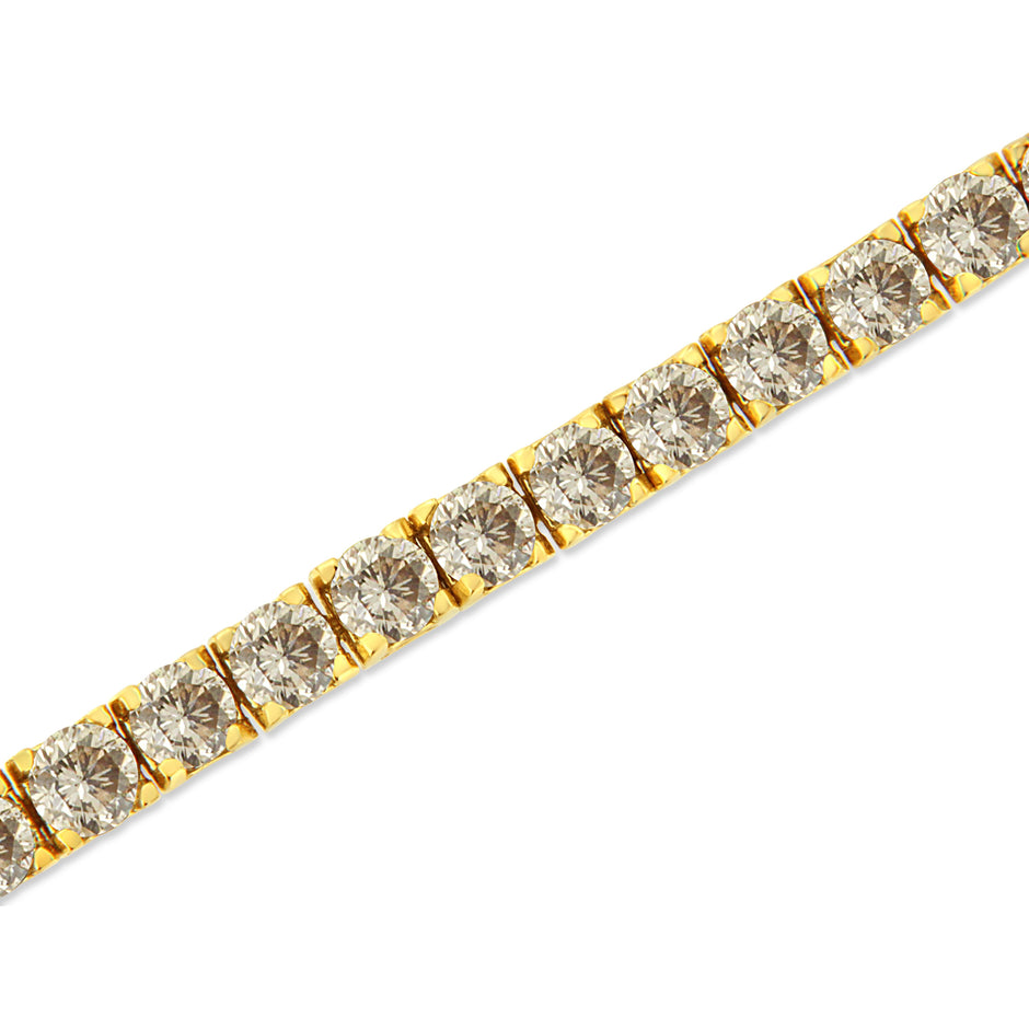 14K Yellow Gold Plated .925 Sterling Silver 8.0 Cttw Diamond Classic Link Tennis Bracelet (K-L Color, I2-I3 Clarity) - 7-1/4