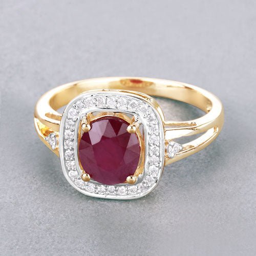 1.67 Carat Genuine Ruby and White Diamond 14K Yellow Gold Ring - Rings - Custom Crafting Alliance, LLC