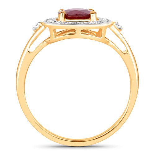 1.67 Carat Genuine Ruby and White Diamond 14K Yellow Gold Ring - Rings - Custom Crafting Alliance, LLC