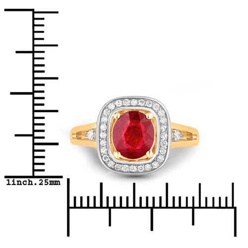 1.67 Carat Genuine Ruby and White Diamond 14K Yellow Gold Ring - Rings - Custom Crafting Alliance, LLC