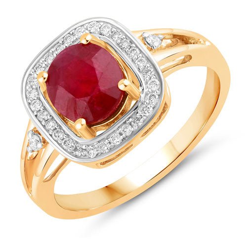 1.67 Carat Genuine Ruby and White Diamond 14K Yellow Gold Ring - Rings - Custom Crafting Alliance, LLC