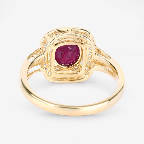 1.67 Carat Genuine Ruby and White Diamond 14K Yellow Gold Ring - Rings - Custom Crafting Alliance, LLC