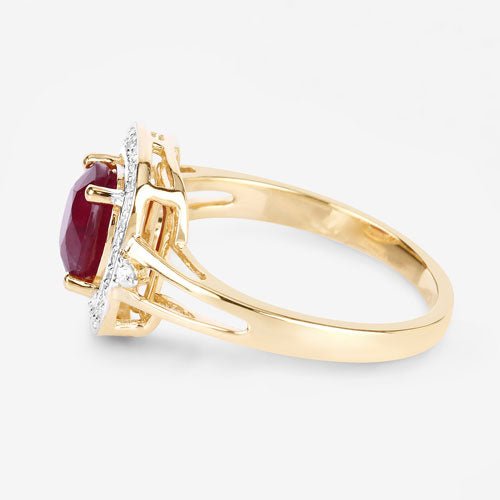 1.67 Carat Genuine Ruby and White Diamond 14K Yellow Gold Ring - Rings - Custom Crafting Alliance, LLC