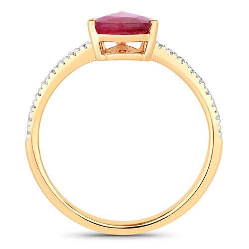 1.68 Carat Genuine Ruby and White Diamond 14K Yellow Gold Ring - Rings - Custom Crafting Alliance, LLC