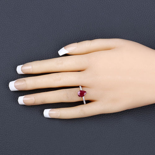 1.68 Carat Genuine Ruby and White Diamond 14K Yellow Gold Ring - Rings - Custom Crafting Alliance, LLC