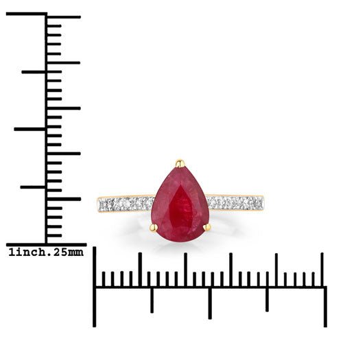 1.68 Carat Genuine Ruby and White Diamond 14K Yellow Gold Ring - Rings - Custom Crafting Alliance, LLC
