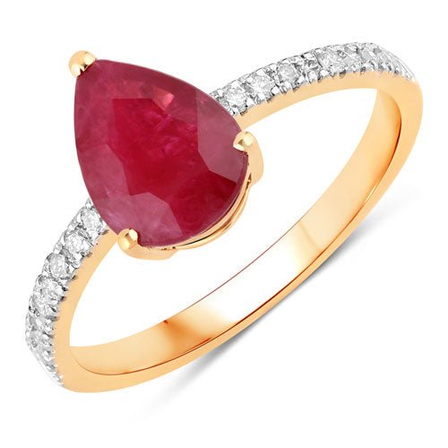 1.68 Carat Genuine Ruby and White Diamond 14K Yellow Gold Ring - Rings - Custom Crafting Alliance, LLC