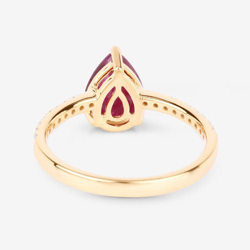 1.68 Carat Genuine Ruby and White Diamond 14K Yellow Gold Ring - Rings - Custom Crafting Alliance, LLC