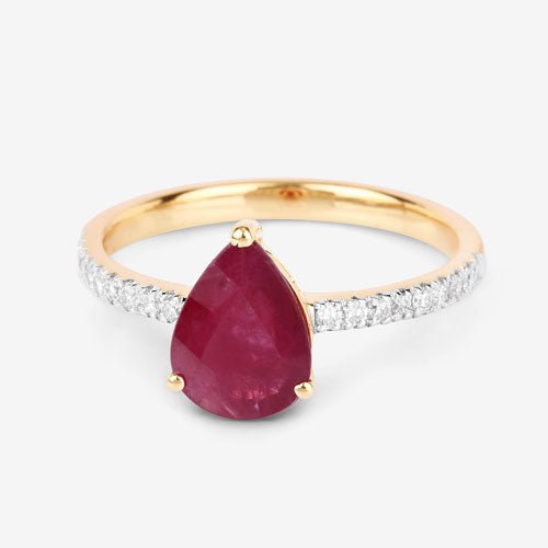 1.68 Carat Genuine Ruby and White Diamond 14K Yellow Gold Ring - Rings - Custom Crafting Alliance, LLC