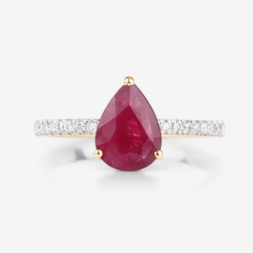 1.68 Carat Genuine Ruby and White Diamond 14K Yellow Gold Ring - Rings - Custom Crafting Alliance, LLC