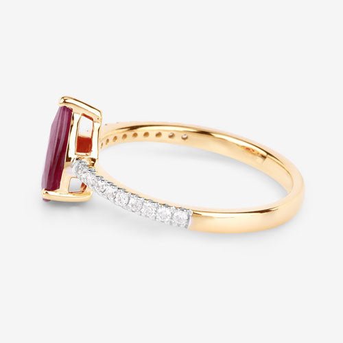 1.68 Carat Genuine Ruby and White Diamond 14K Yellow Gold Ring - Rings - Custom Crafting Alliance, LLC