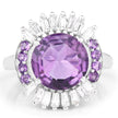 5.20 Carat Genuine Amethyst and White Topaz .925 Sterling Silver Ring