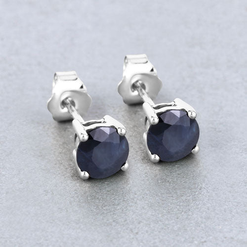 1.70 Carat Genuine Blue Sapphire 10K White Gold Earrings - Earrings - Custom Crafting Alliance, LLC