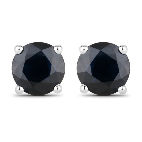 1.70 Carat Genuine Blue Sapphire 10K White Gold Earrings - Earrings - Custom Crafting Alliance, LLC