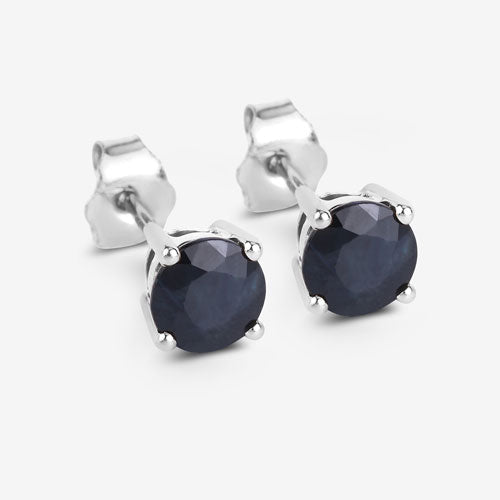 1.70 Carat Genuine Blue Sapphire 10K White Gold Earrings - Earrings - Custom Crafting Alliance, LLC