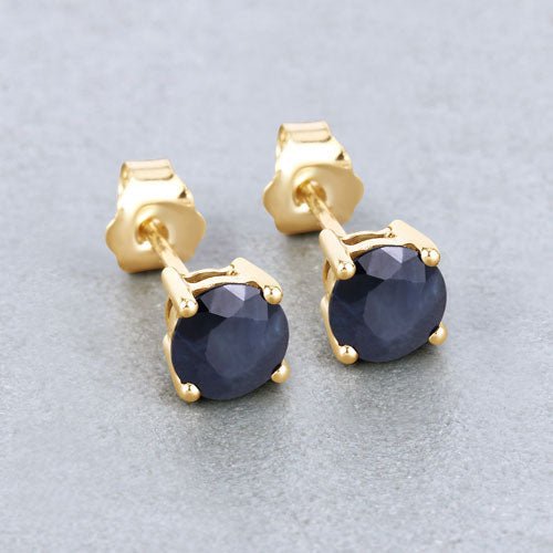 1.70 Carat Genuine Blue Sapphire 10K Yellow Gold Earrings - Earrings - Custom Crafting Alliance, LLC