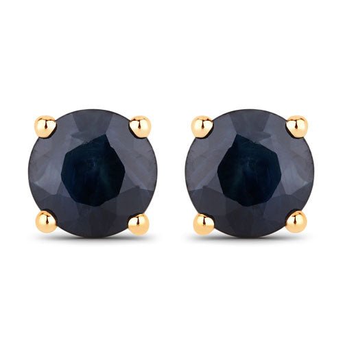 1.70 Carat Genuine Blue Sapphire 10K Yellow Gold Earrings - Earrings - Custom Crafting Alliance, LLC