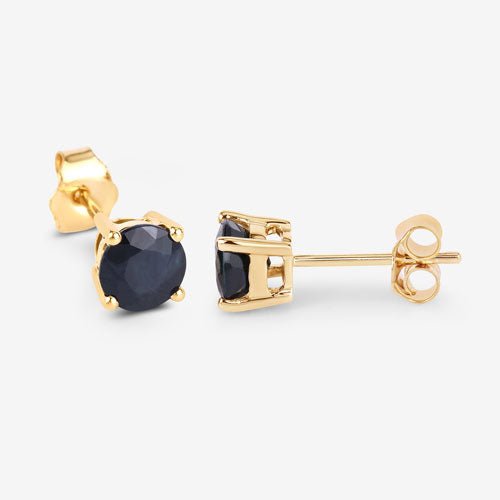 1.70 Carat Genuine Blue Sapphire 10K Yellow Gold Earrings - Earrings - Custom Crafting Alliance, LLC