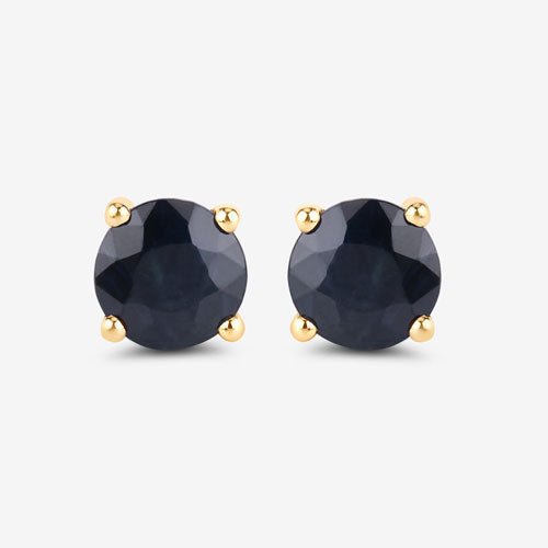 1.70 Carat Genuine Blue Sapphire 10K Yellow Gold Earrings - Earrings - Custom Crafting Alliance, LLC