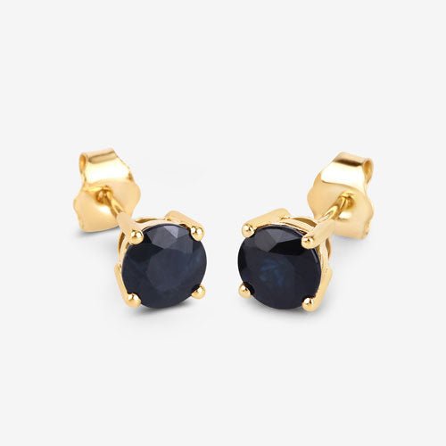 1.70 Carat Genuine Blue Sapphire 10K Yellow Gold Earrings - Earrings - Custom Crafting Alliance, LLC