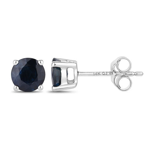 1.70 Carat Genuine Blue Sapphire 14K White Gold Earrings - Earrings - Custom Crafting Alliance, LLC