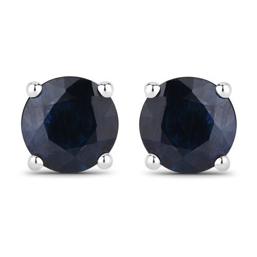 1.70 Carat Genuine Blue Sapphire 14K White Gold Earrings - Earrings - Custom Crafting Alliance, LLC