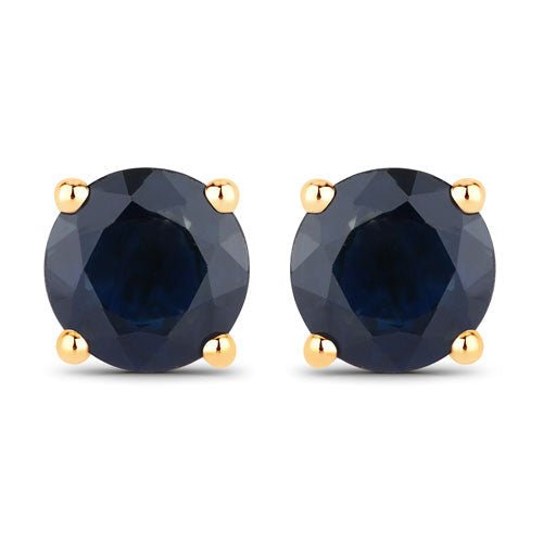 1.70 Carat Genuine Blue Sapphire 14K Yellow Gold Earrings - Earrings - Custom Crafting Alliance, LLC
