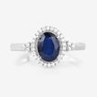 1.70 Carat Genuine Blue Sapphire and White Diamond 14K White Gold Ring - Rings - Custom Crafting Alliance, LLC