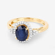 1.70 Carat Genuine Blue Sapphire and White Diamond 14K Yellow Gold Ring - Rings - Custom Crafting Alliance, LLC