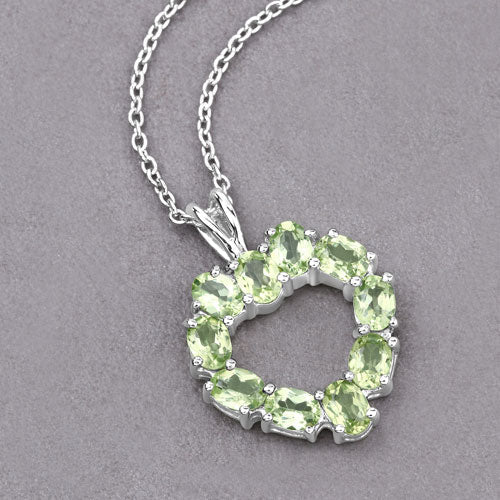 1.70 Carat Genuine Peridot .925 Sterling Silver Pendant - Pendants - Custom Crafting Alliance, LLC