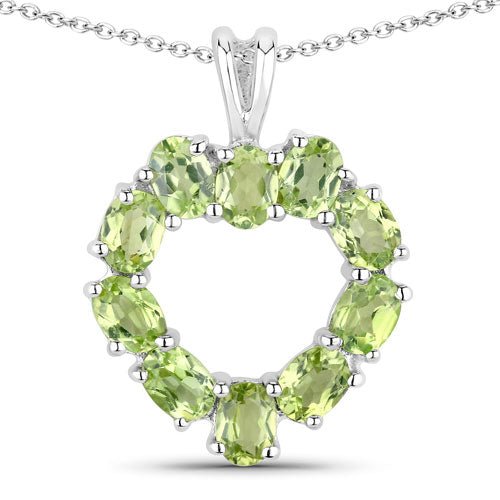 1.70 Carat Genuine Peridot .925 Sterling Silver Pendant - Pendants - Custom Crafting Alliance, LLC
