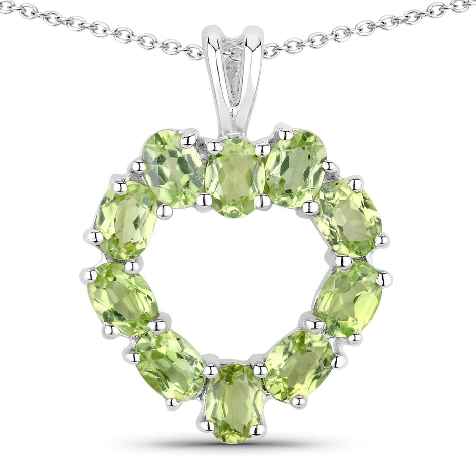 1.70 Carat Genuine Peridot .925 Sterling Silver Pendant - Pendants - Custom Crafting Alliance, LLC
