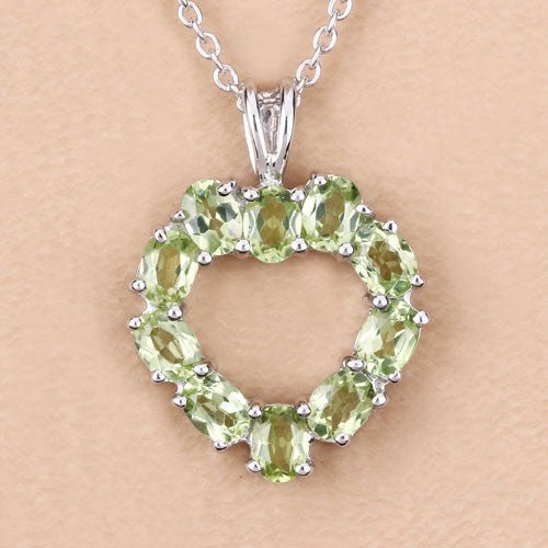 1.70 Carat Genuine Peridot .925 Sterling Silver Pendant - Pendants - Custom Crafting Alliance, LLC
