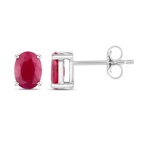 1.70 Carat Genuine Ruby 10K White Gold Earrings - Earrings - Custom Crafting Alliance, LLC